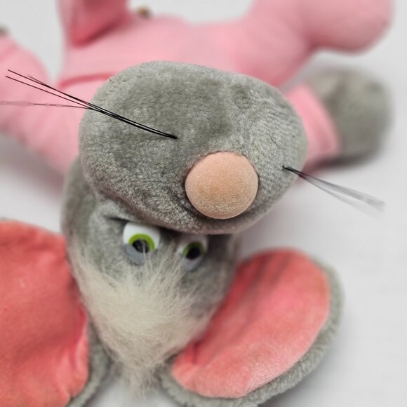 Vintage 80s 1984 Dakins Squeaky Plush Pink Gray Conklin Mouse Toy Rare - Picture 5 of 13